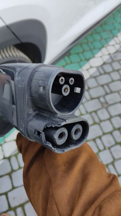 Broken CSS 2 EV charging socket