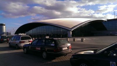 Entrance to the departure hall of the new airport in Jasionka near Rzeszw