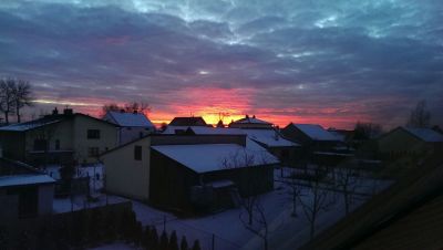 beautiful sky sunset on the village