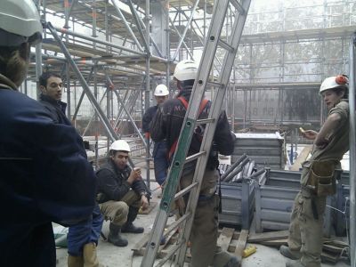 Working at construction yard