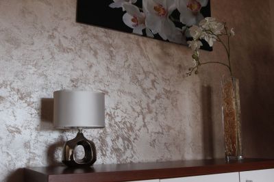 Lobby composition with lamp and orchid