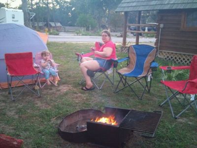 Enjoying the fire - camping in Jacksonville 